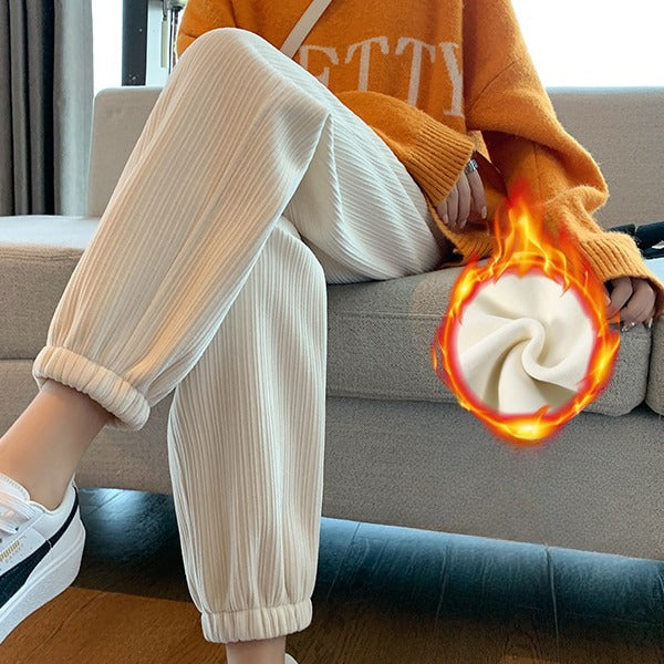 Pantalon d'hiver chaud en velours côtelé