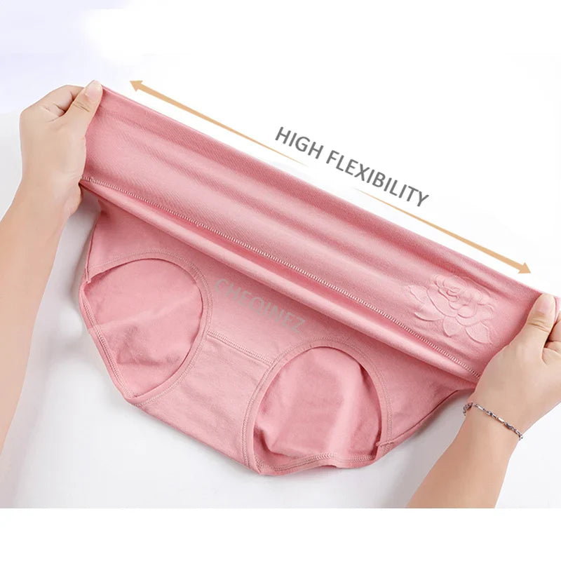 Pack of 4 High-Waisted Breathable Cotton Briefs