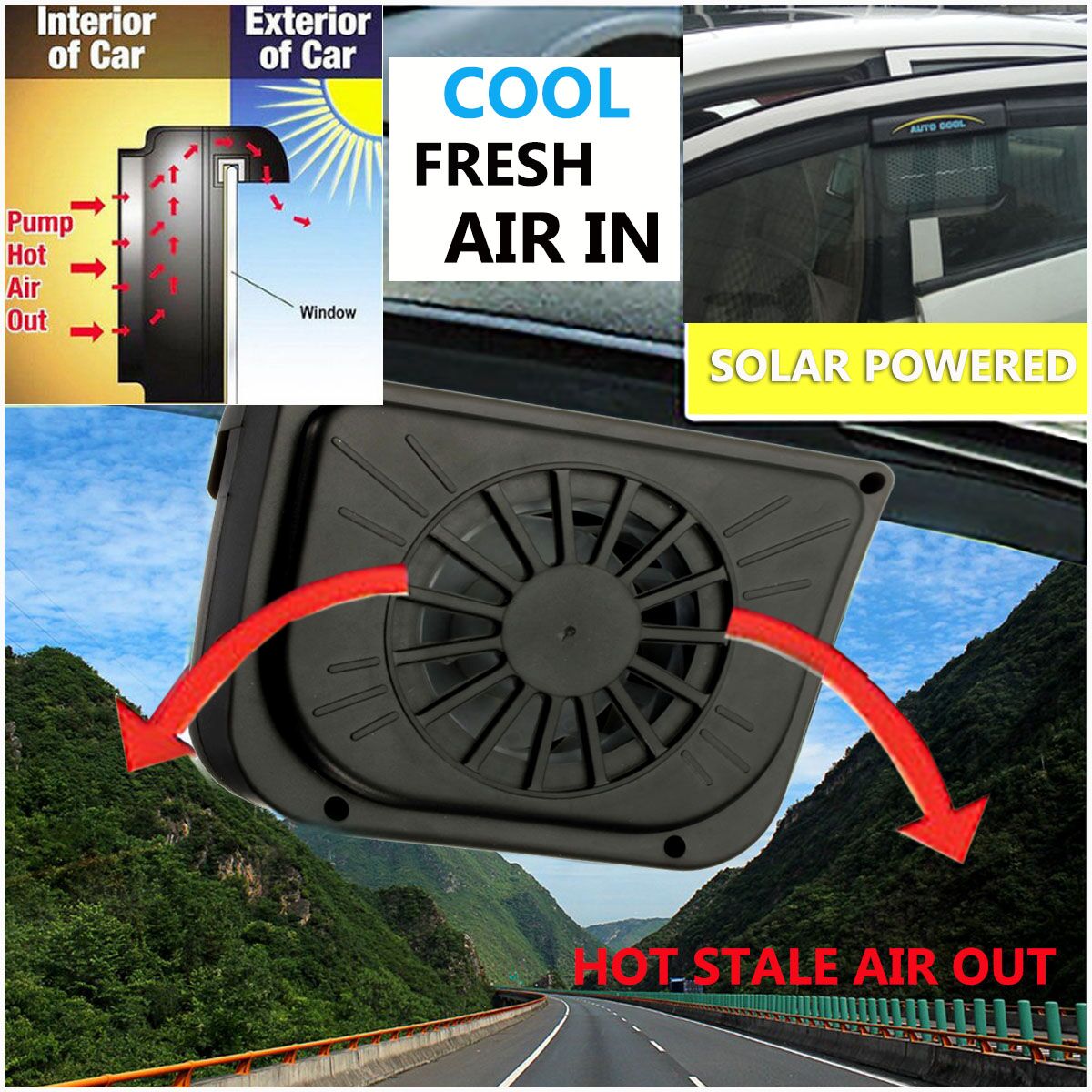 Ventilateur de fenêtre de voiture solaire