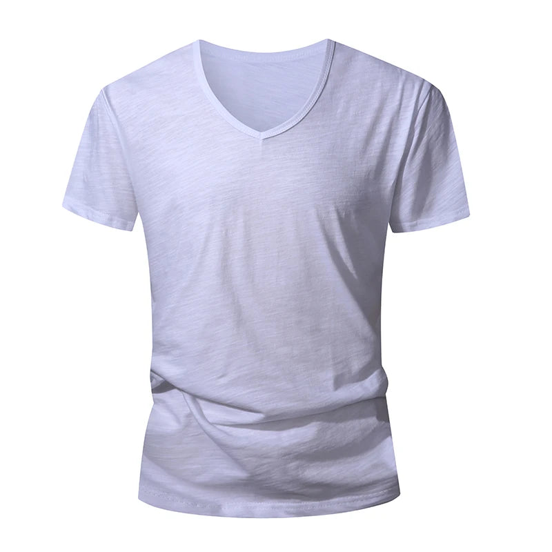 T-shirt 100% Coton Doux & Respirant à Manches courtes & Col V - Homme