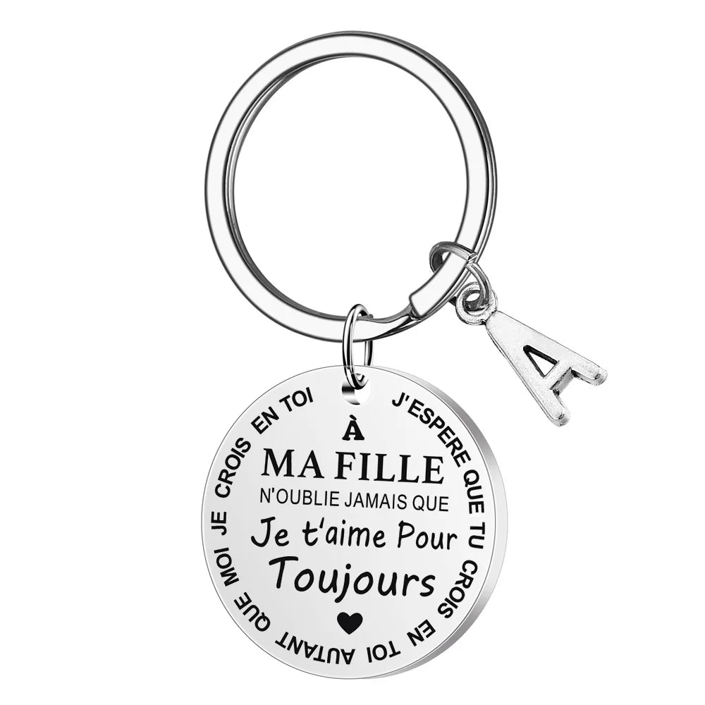 Porte-Clé à offrir "Ma fille" et "Mon fils" avec intiale - Idée Cadeau