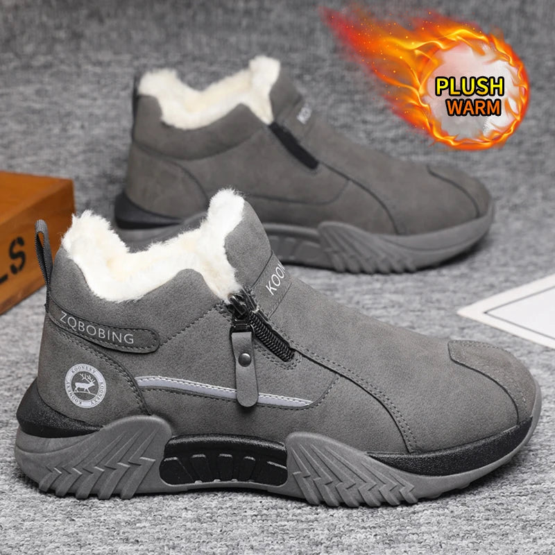 Bottines d’Hiver Homme en Suédine à Doublure Polaire Chaude – Isolation Renforcée, Semelle Antidérapante, Confortables et Résistantes