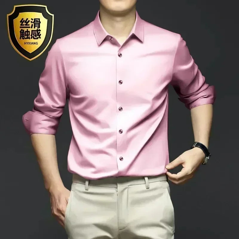 Chemise en Satin pour Homme S-6XL - 12 Couleurs