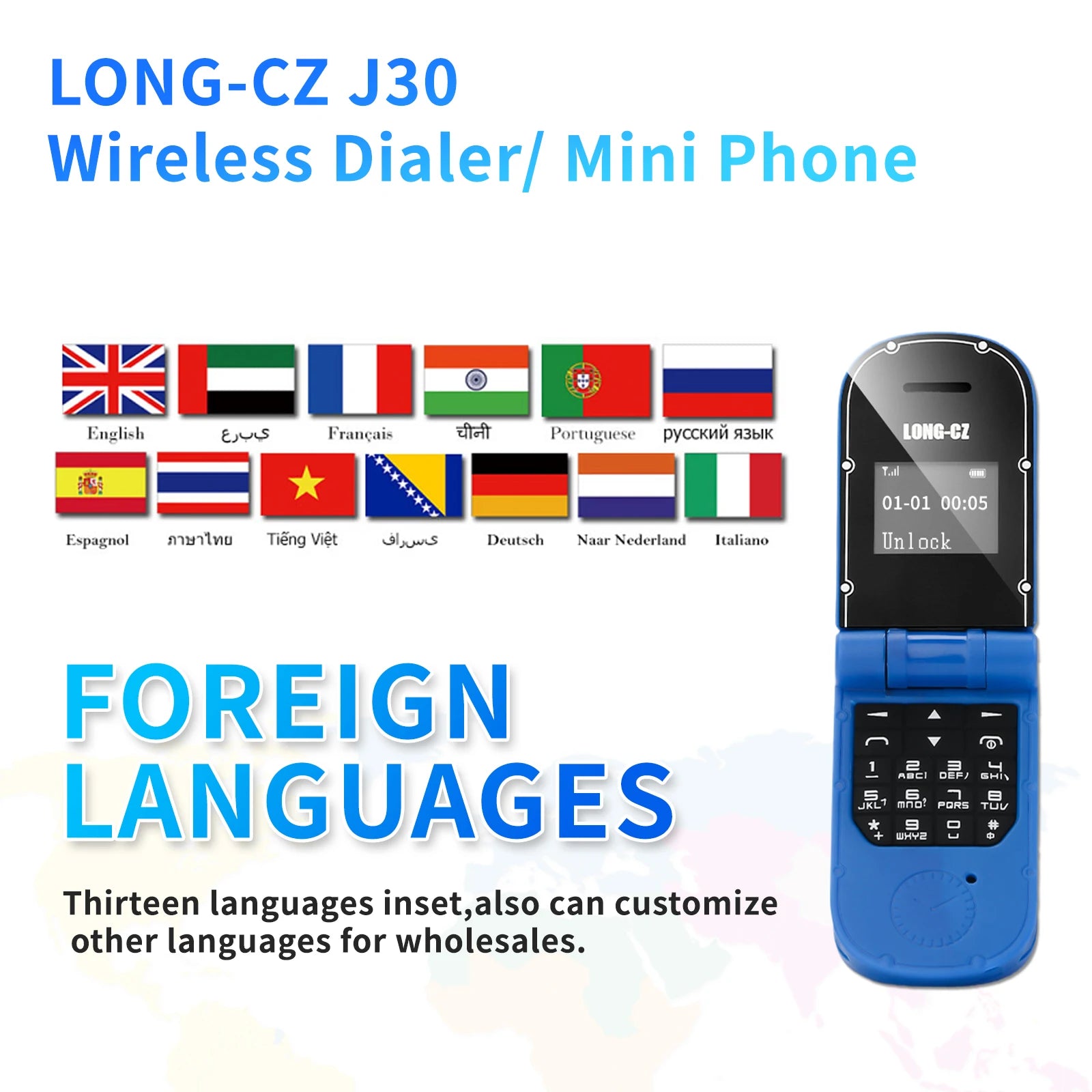 Mini Téléphone à Clapet Bluetooth – Mini Mobile 0,66” avec SOS et Fonction Mains Libres