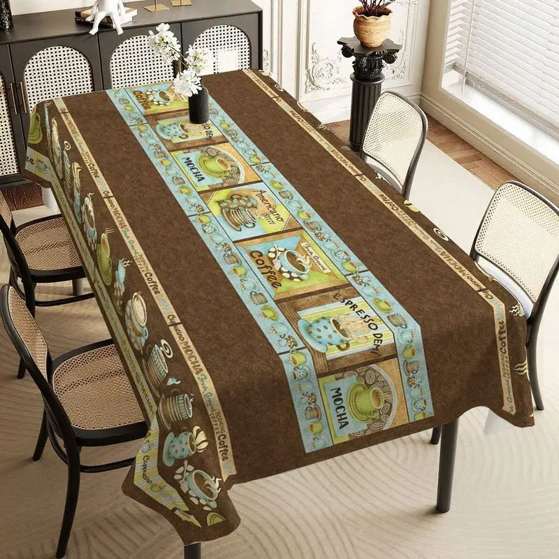 Nappe Vintage Imprimé Café pour Table – 9 Motifs & 9 Tailles