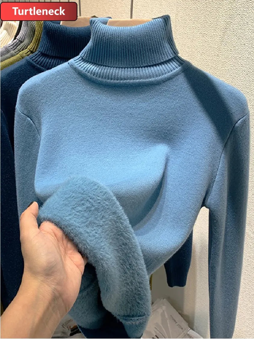 Pull Slim Col Roulé - Intérieur Peluche Douce