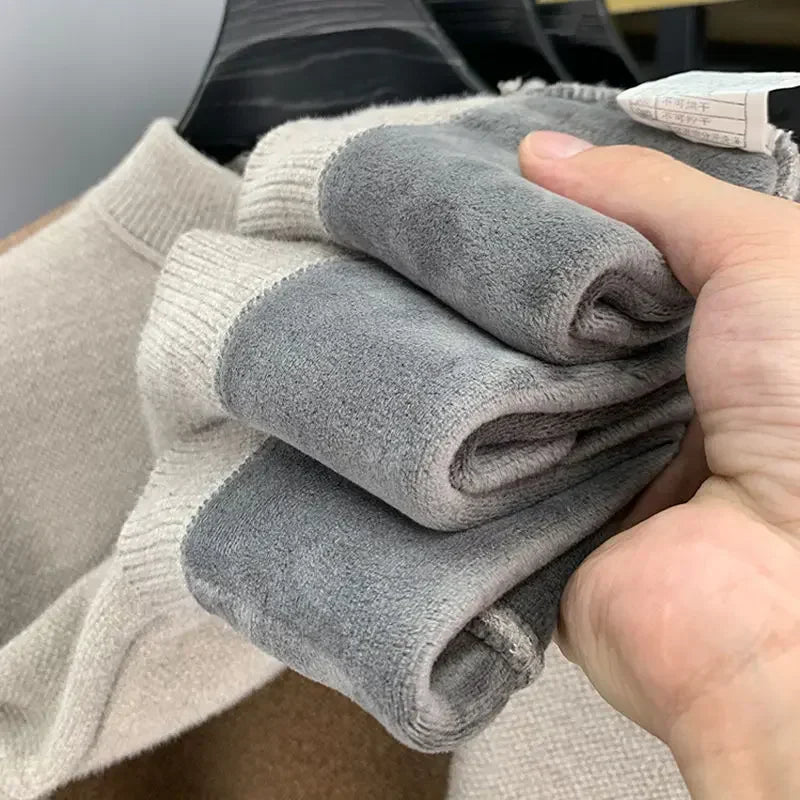 Pull en Maille à Col Rond et Logo Brodé Homme