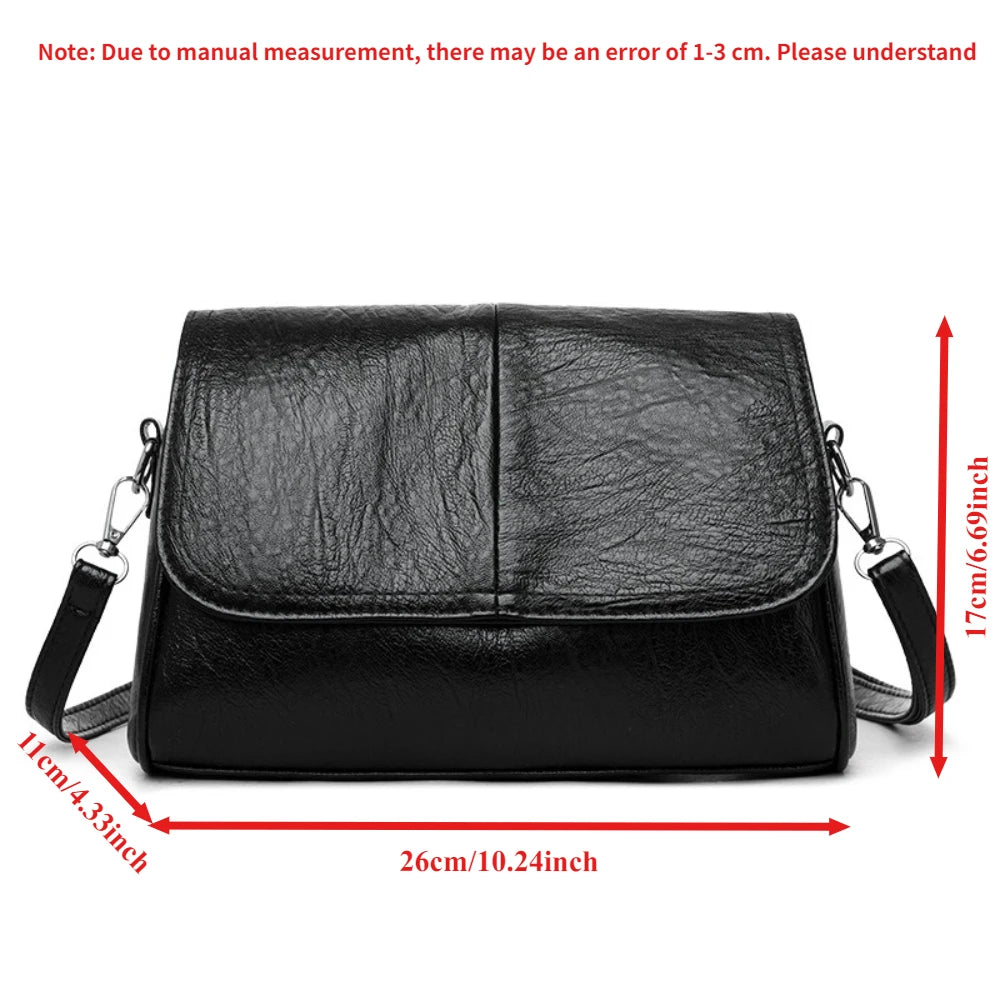 Sac à Bandoulière Rétro en Cuir Ciré – Style Vintage, Rabat Élégant et Sangle Réglable