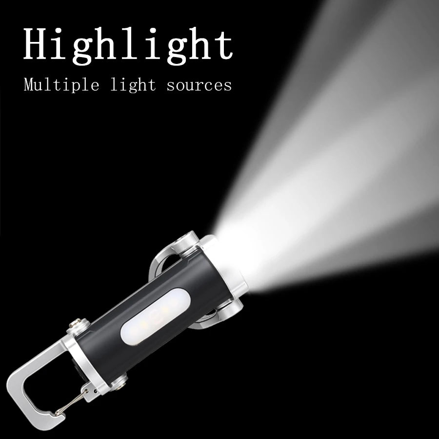 2x Lampe LED Porte-Clés USB – 7 Modes & Rechargeable