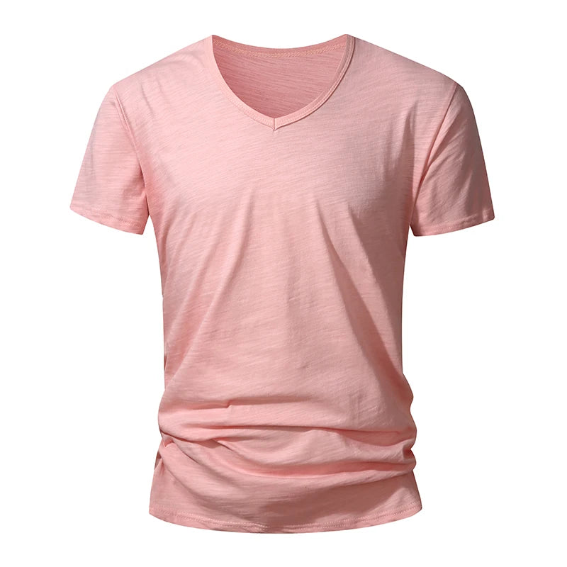 T-shirt 100% Coton Doux & Respirant à Manches courtes & Col V - Homme