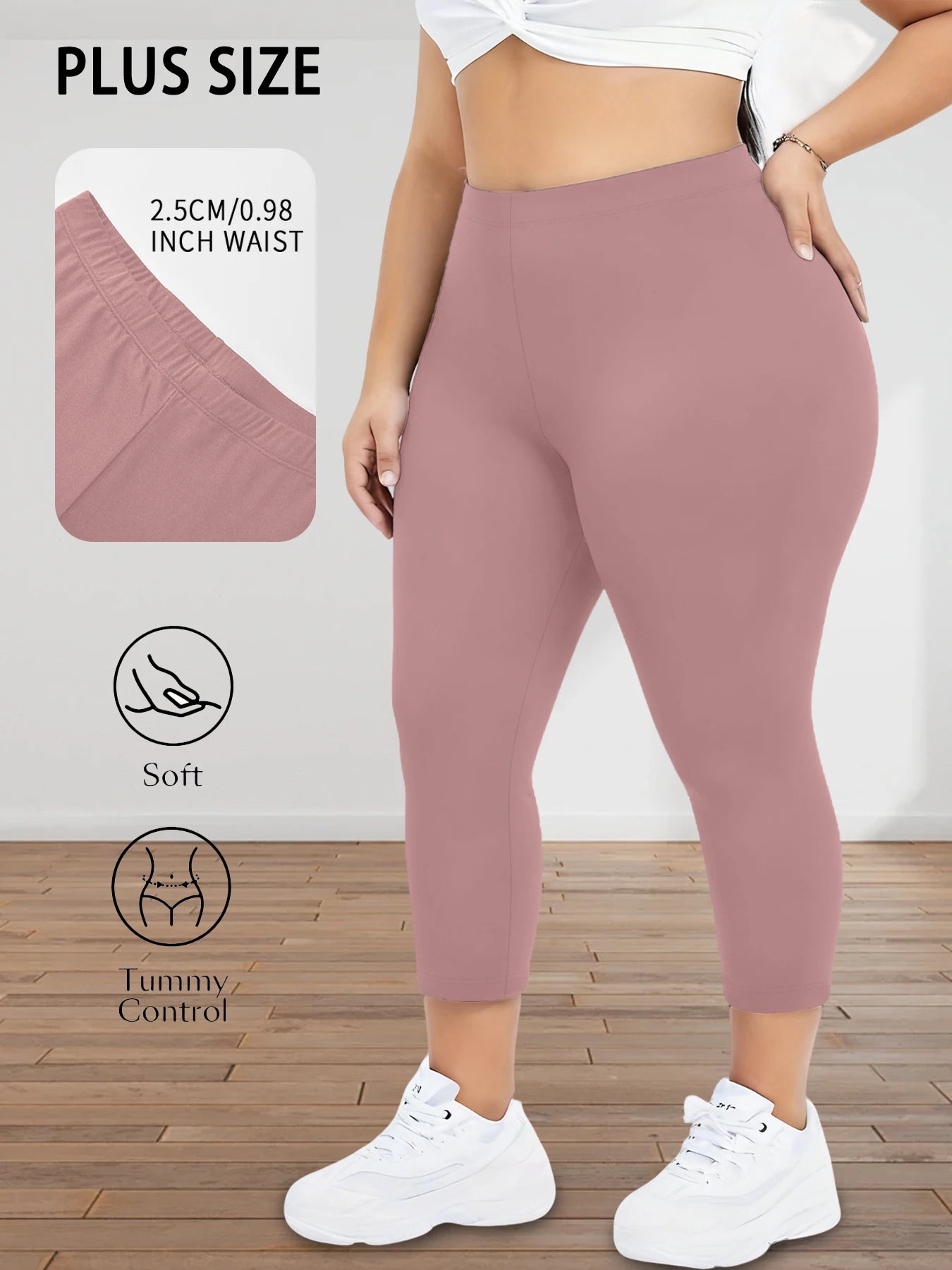 Legging 3/4 Grande Taille Femme – Confort Optimal pour Quotidien, Running et Fitness