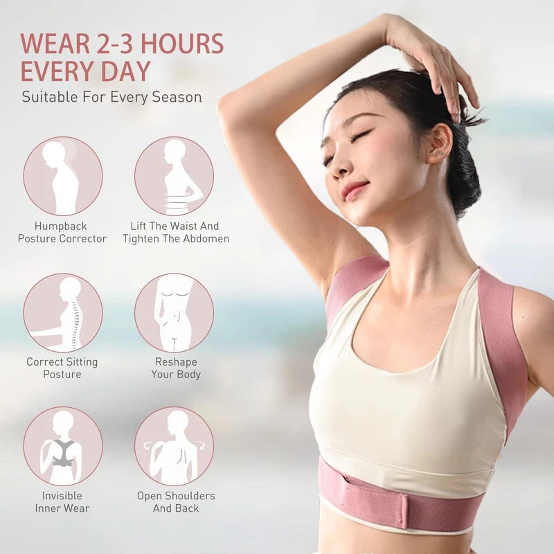 Correcteur de Posture Réglable & Respirant – Ceinture de Maintien du Dos, Discrète et Confortable