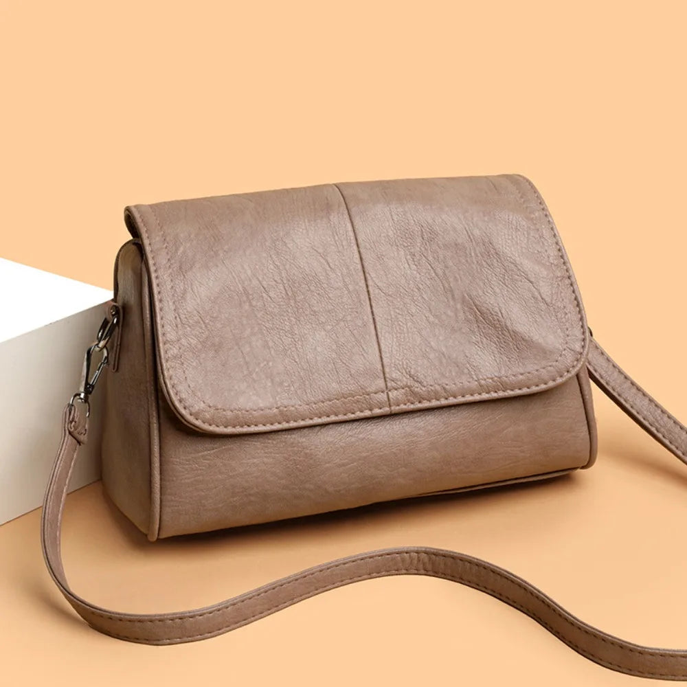 Sac à Bandoulière Rétro en Cuir Ciré – Style Vintage, Rabat Élégant et Sangle Réglable