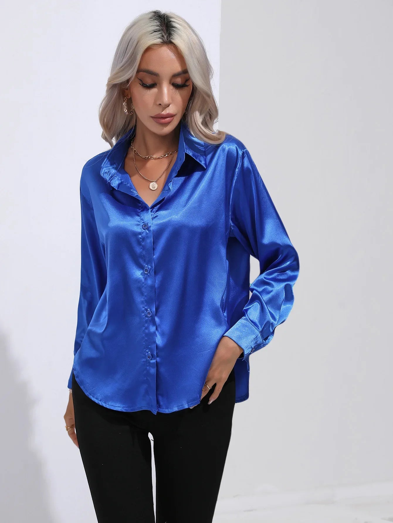 Chemise en Satin Tendance - Femme