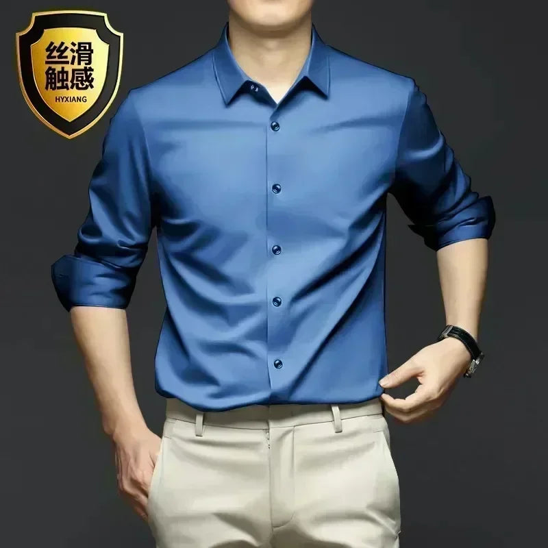 Chemise en Satin pour Homme S-6XL - 12 Couleurs