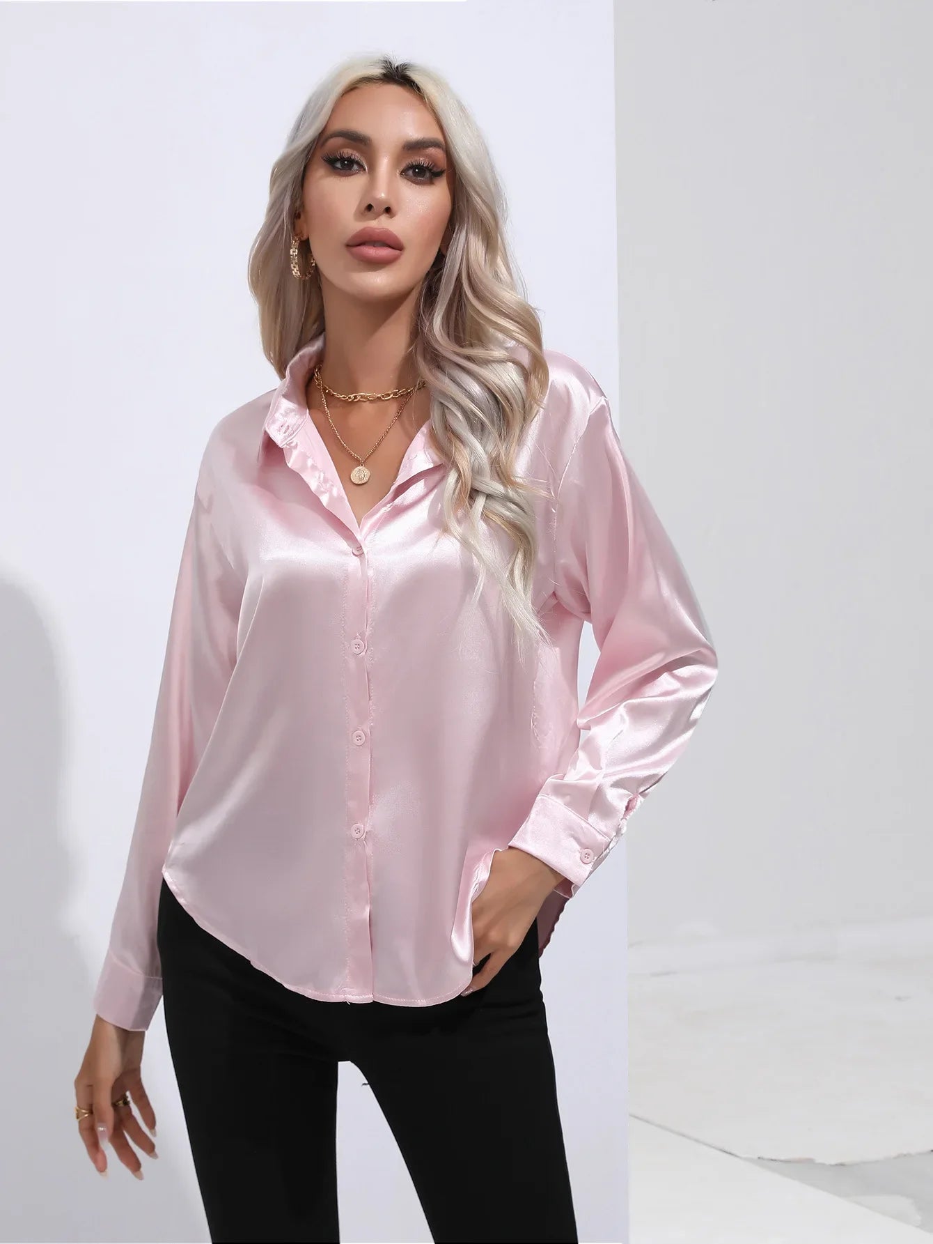Chemise en Satin Tendance - Femme