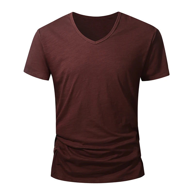 T-shirt 100% Coton Doux & Respirant à Manches courtes & Col V - Homme