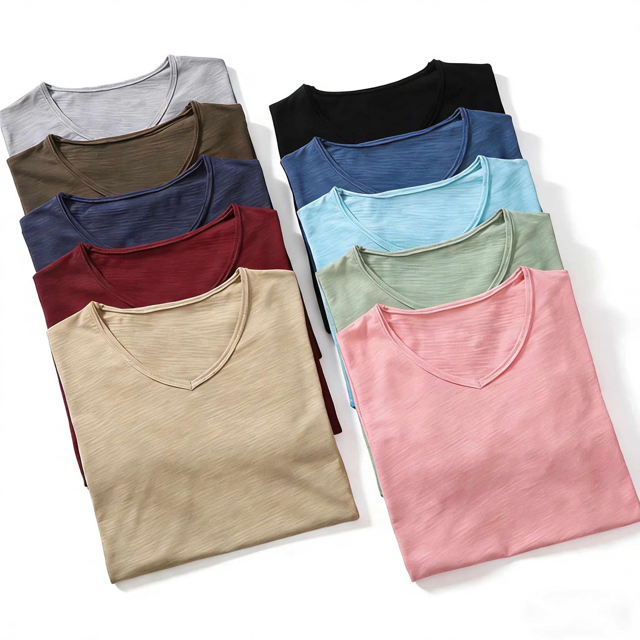 T-shirt 100% Coton Doux & Respirant à Manches courtes & Col V - Homme