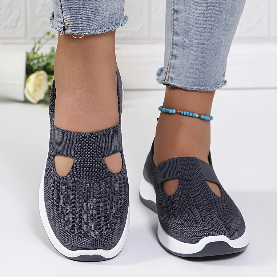 Ballerines Slip-On en Maille Respirante avec Support d'Arc - Lavables en Machine