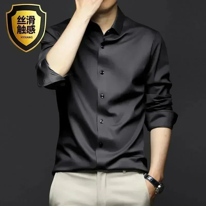 Chemise en Satin pour Homme S-6XL - 12 Couleurs