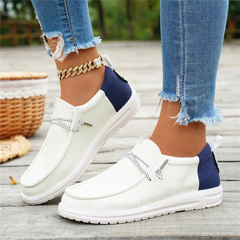 Mocassins Color Block Décontractés en Toile pour Femme - Printemps/ Été 2026