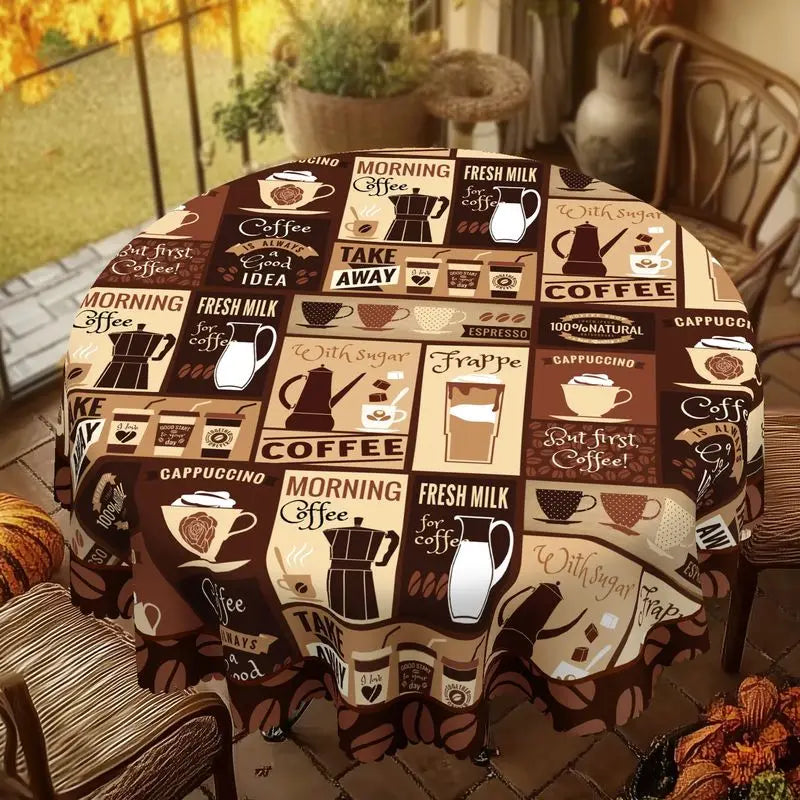 Nappe Vintage Imprimé Café pour Table – 9 Motifs & 9 Tailles