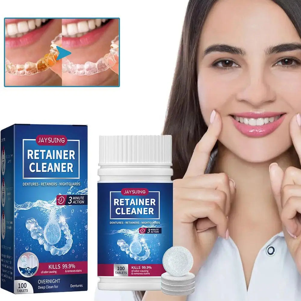 100x Comprimés de Nettoyage pour Prothèses & Appareils Dentaires - Élimine 99,9% des Bactéries