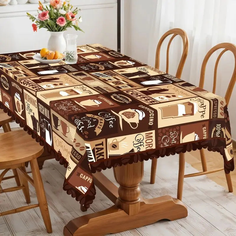 Nappe Vintage Imprimé Café pour Table – 9 Motifs & 9 Tailles