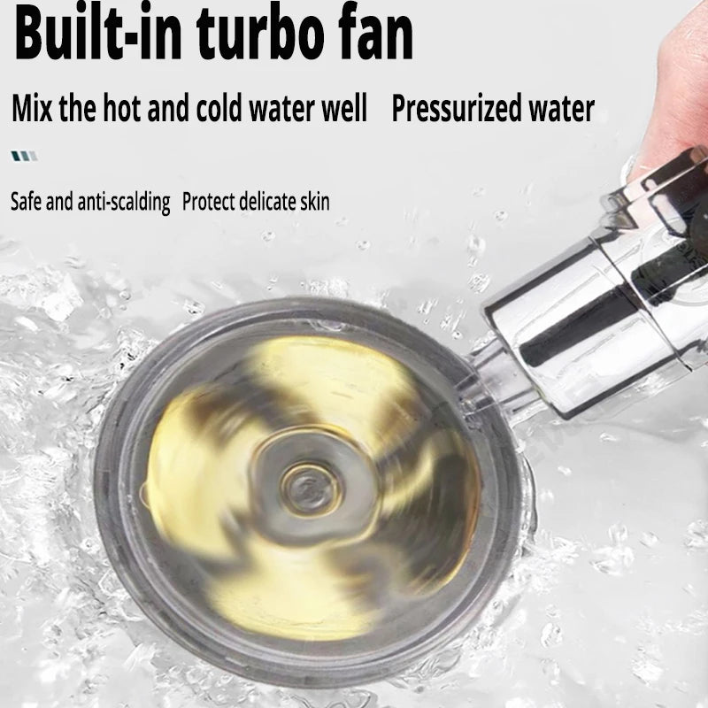Pommeau de douche haute pression rotatif 360° — économie d’eau, effet turbine