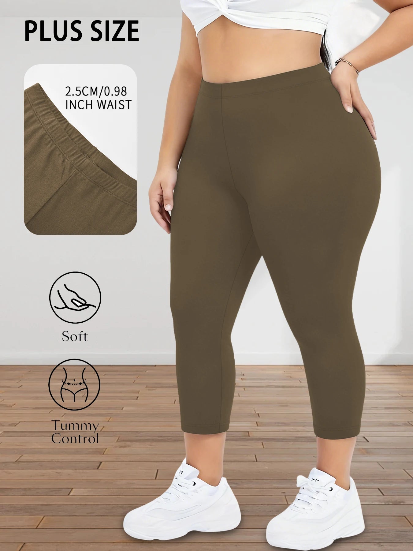 Legging 3/4 Grande Taille Femme – Confort Optimal pour Quotidien, Running et Fitness