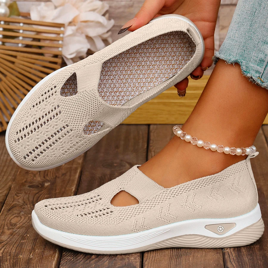 Ballerines Slip-On en Maille Respirante avec Support d'Arc - Lavables en Machine
