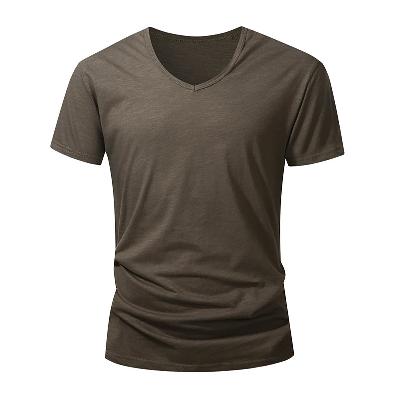 T-shirt 100% Coton Doux & Respirant à Manches courtes & Col V - Homme