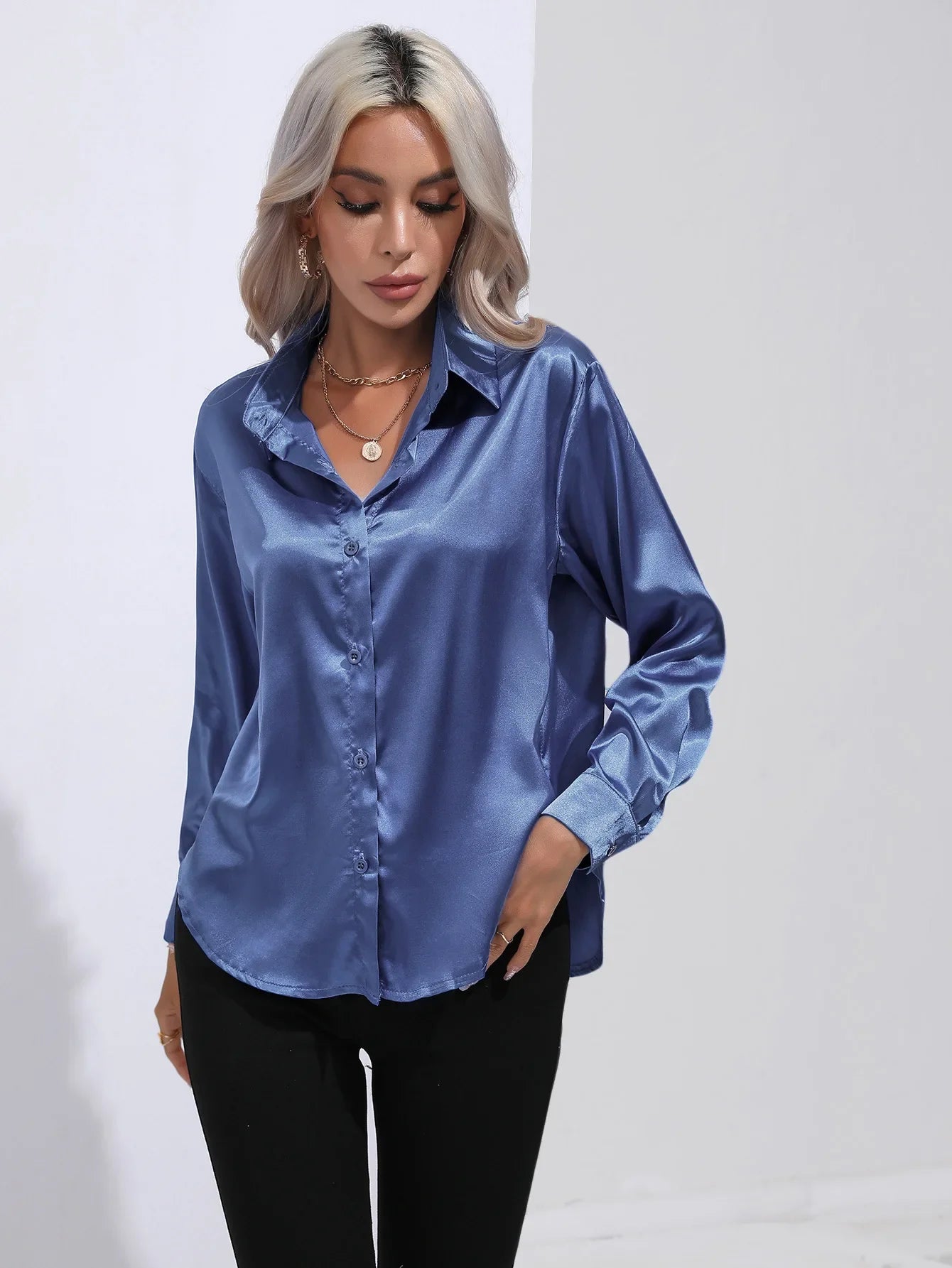 Chemise en Satin Tendance - Femme