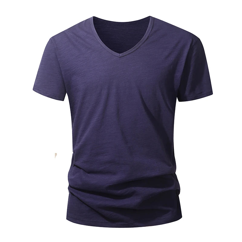 T-shirt 100% Coton Doux & Respirant à Manches courtes & Col V - Homme