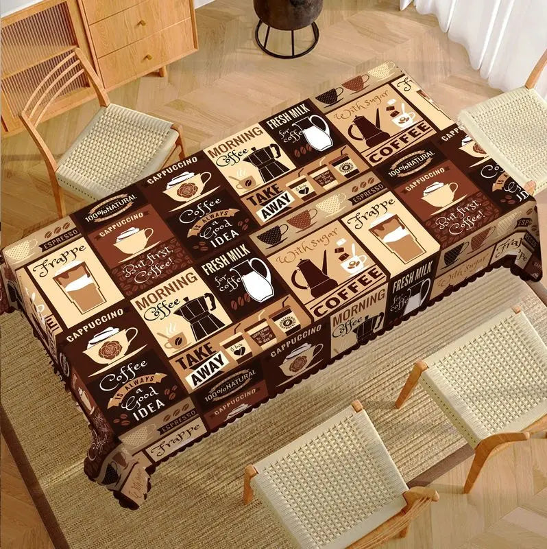 Nappe Vintage Imprimé Café pour Table – 9 Motifs & 9 Tailles