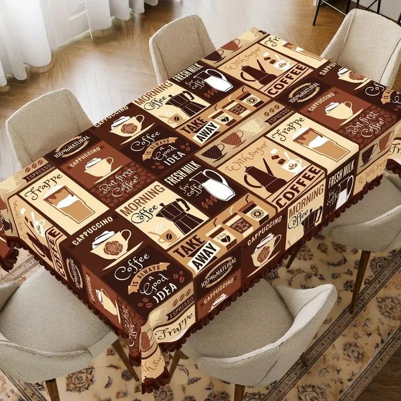 Nappe Vintage Imprimé Café pour Table – 9 Motifs & 9 Tailles