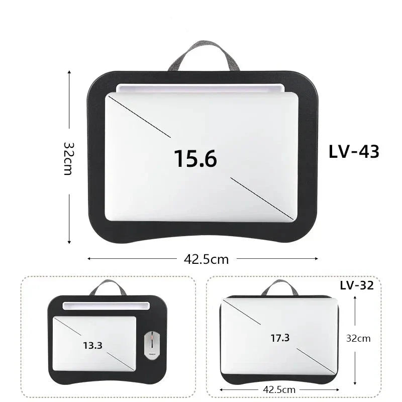 Bureau de voyage multifonctionnel pour ordinateur portable avec coussin