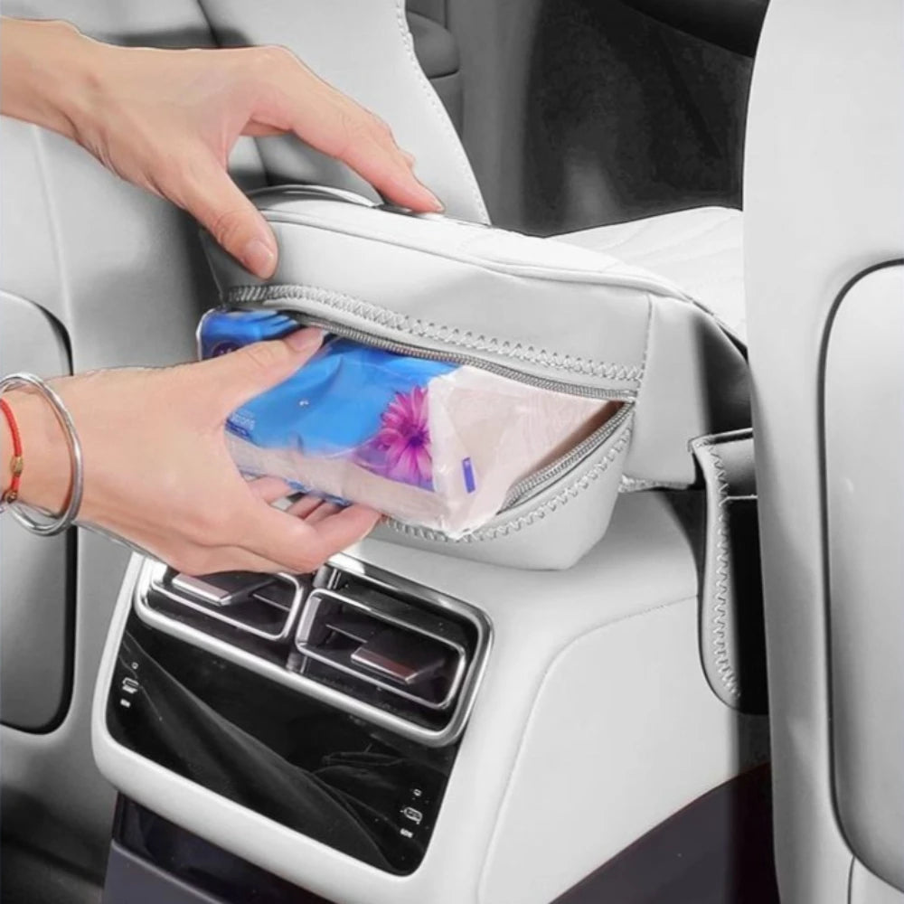 Housse d’Accoudoir Central Universelle pour Voiture – Mousse à Mémoire de Forme avec Poche de Rangement & Boîte Mouchoir