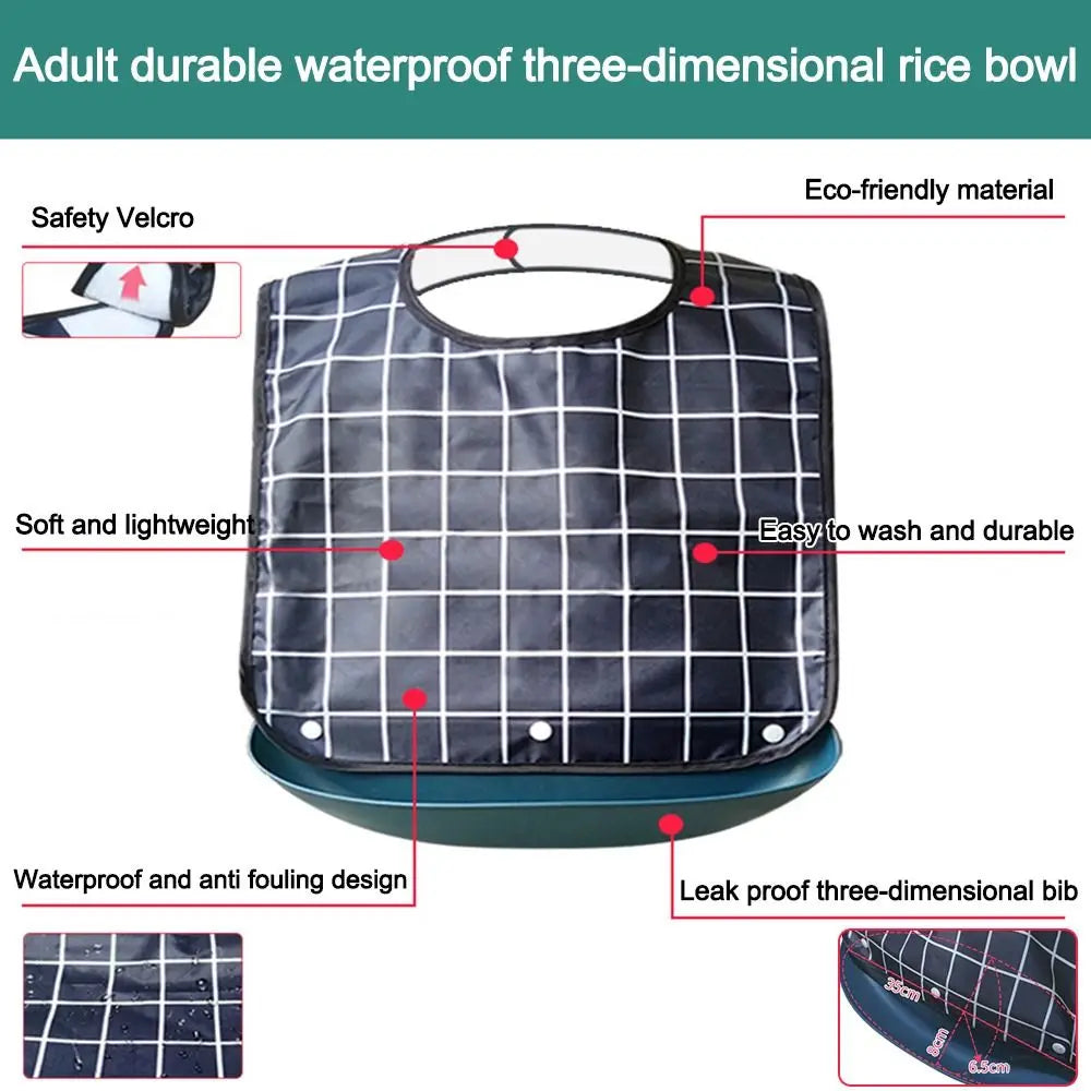 Bavoir pour Adulte Imperméable avec Poche - Facilement Lavable