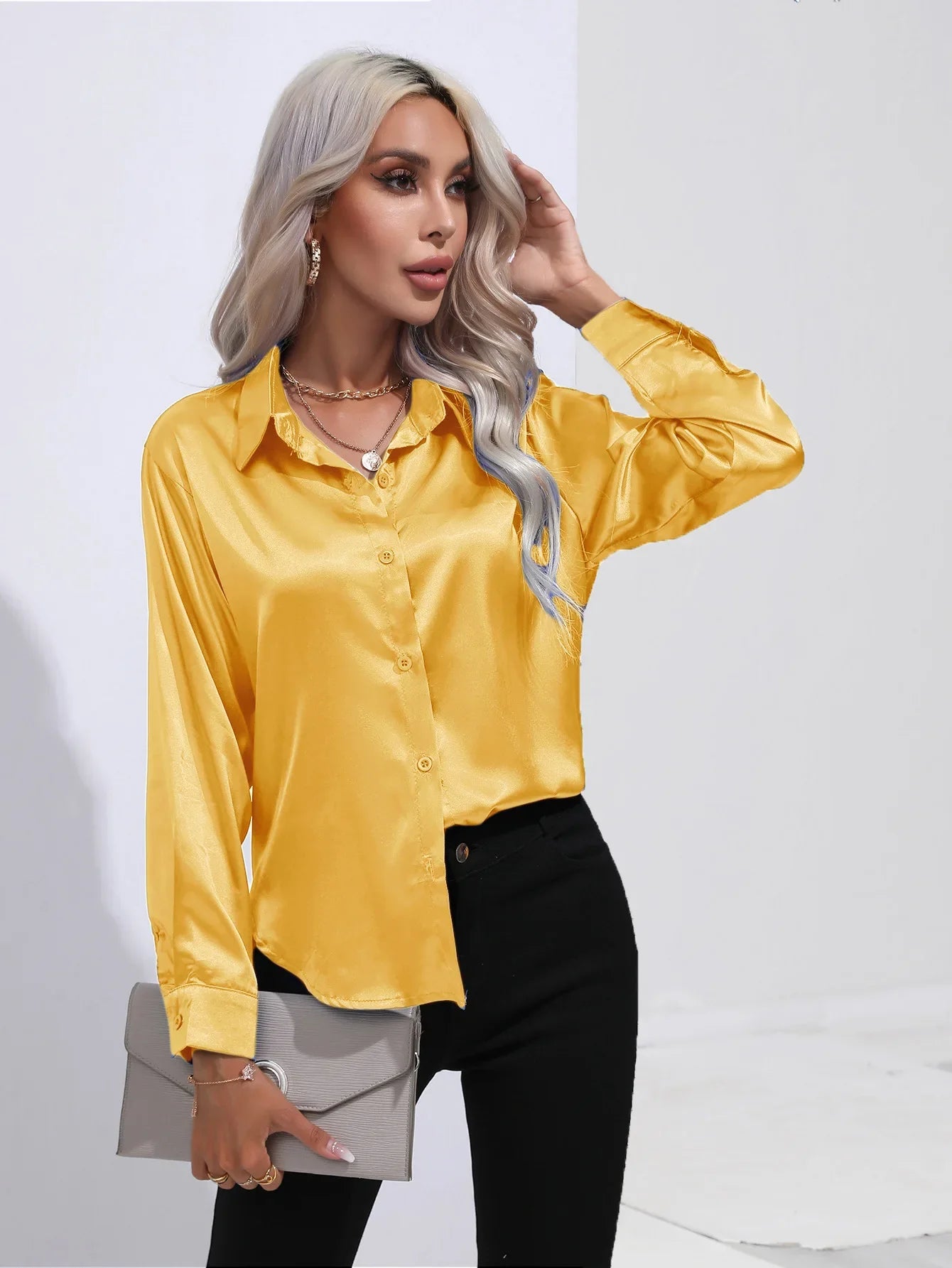 Chemise en Satin Tendance - Femme
