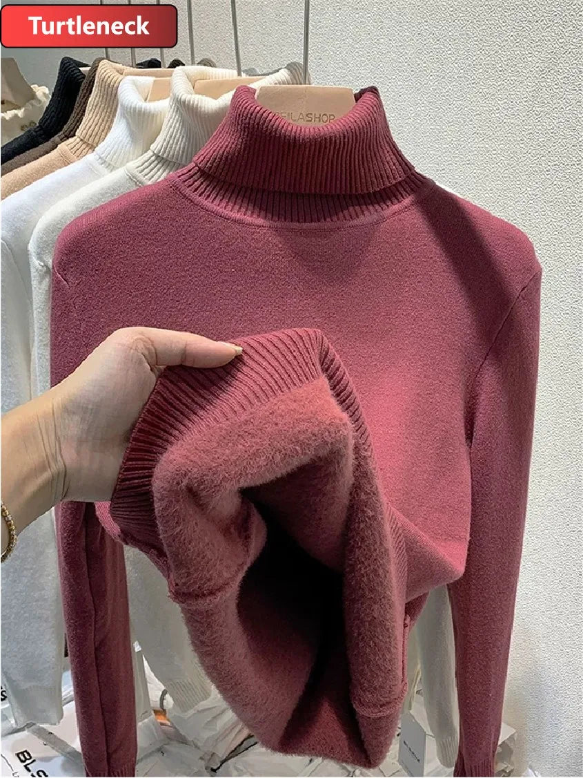 Pull Slim Col Roulé - Intérieur Peluche Douce