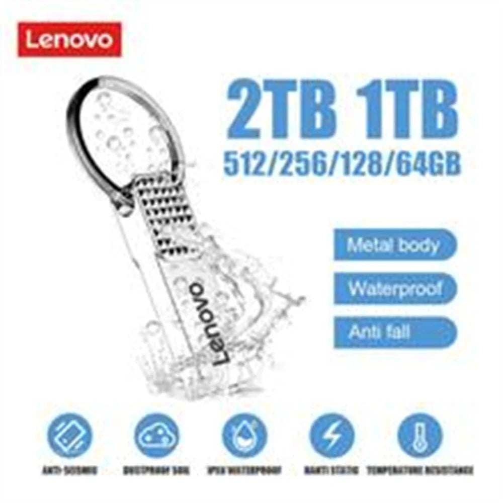 Lenovo - Mini clé USB 2TO en métal Haute Vitesse
