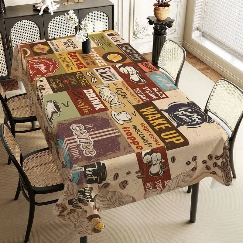 Nappe Vintage Imprimé Café pour Table – 9 Motifs & 9 Tailles