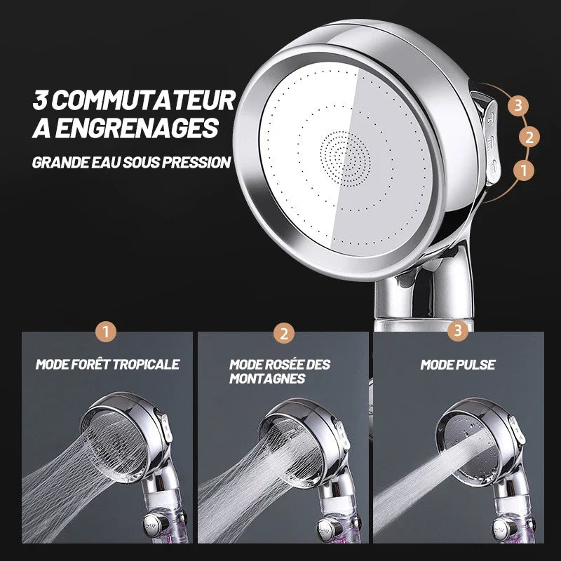 Pommeau de douche Filtrant Turbocompressé 3 Modes