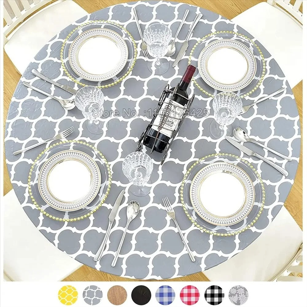Nappe ronde élastique imperméable à motifs