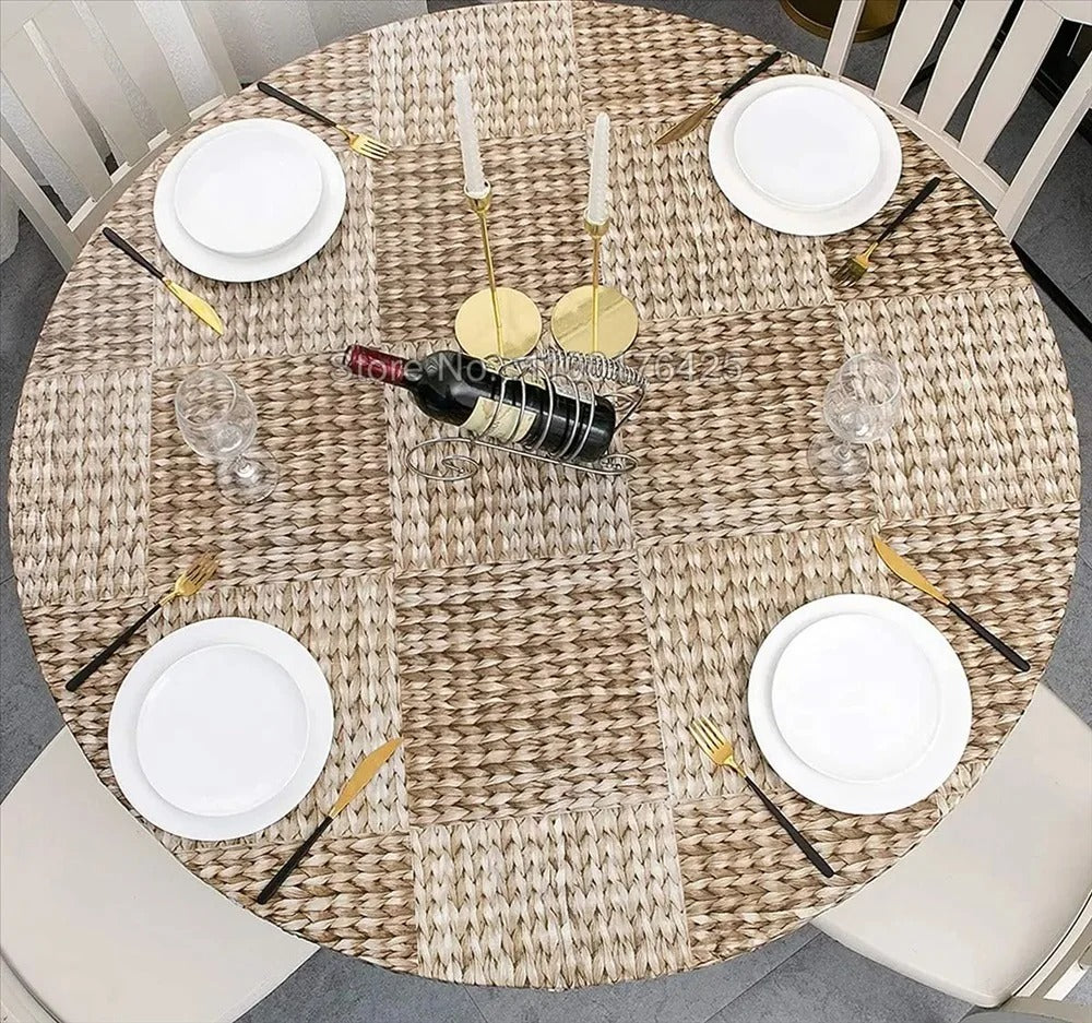 Nappe ronde élastique imperméable à motifs