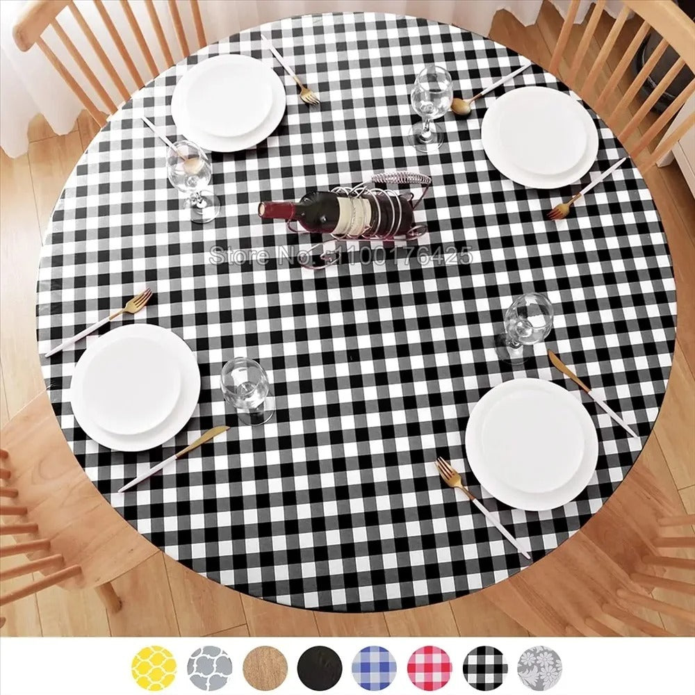 Nappe ronde élastique imperméable à motifs