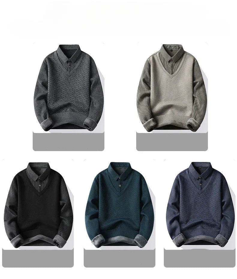 Pull Homme Hiver Épais Doublé Polaire