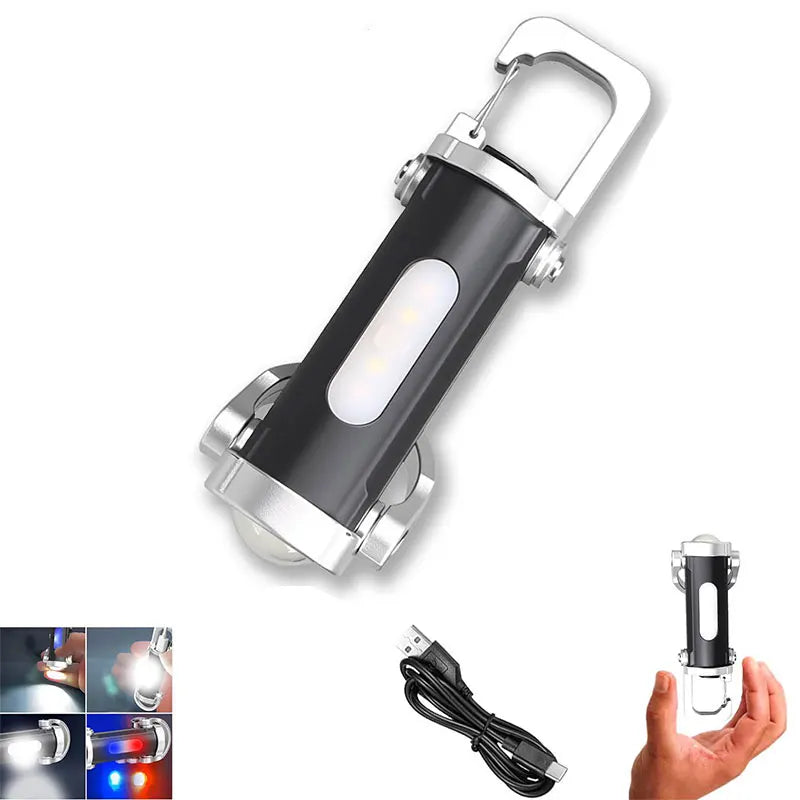 2x Lampe LED Porte-Clés USB – 7 Modes & Rechargeable