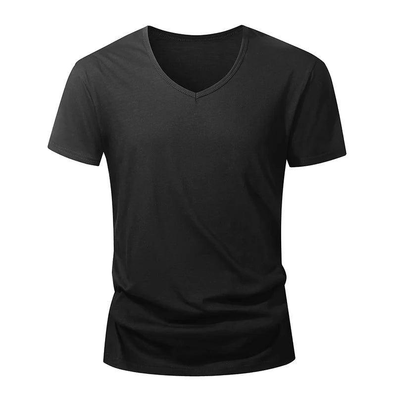 T-shirt 100% Coton Doux & Respirant à Manches courtes & Col V - Homme